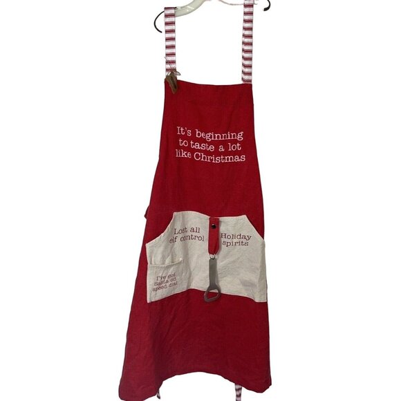 It's Beginning To Taste A Lot Like Christmas Apron Pckets Bottle Opener NWT - Picture 1 of 16